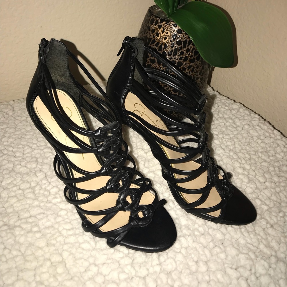 Jessica Simpson Black Caged Heels 😍